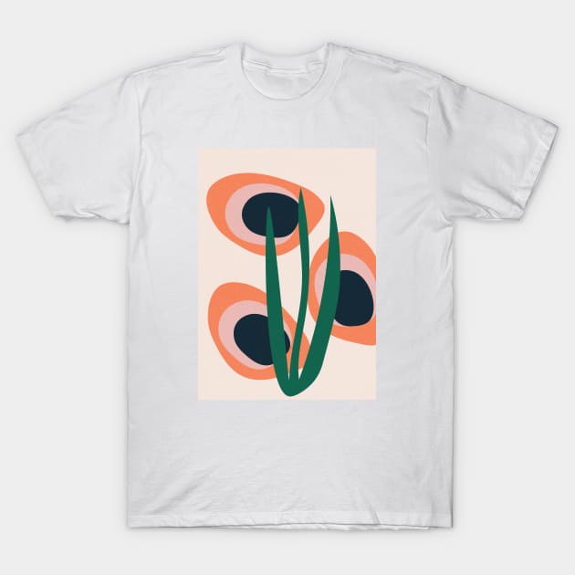 Abstract Mid Century Modern, Leaf, Scandinavian WallArt 2 T-Shirt by Colorable